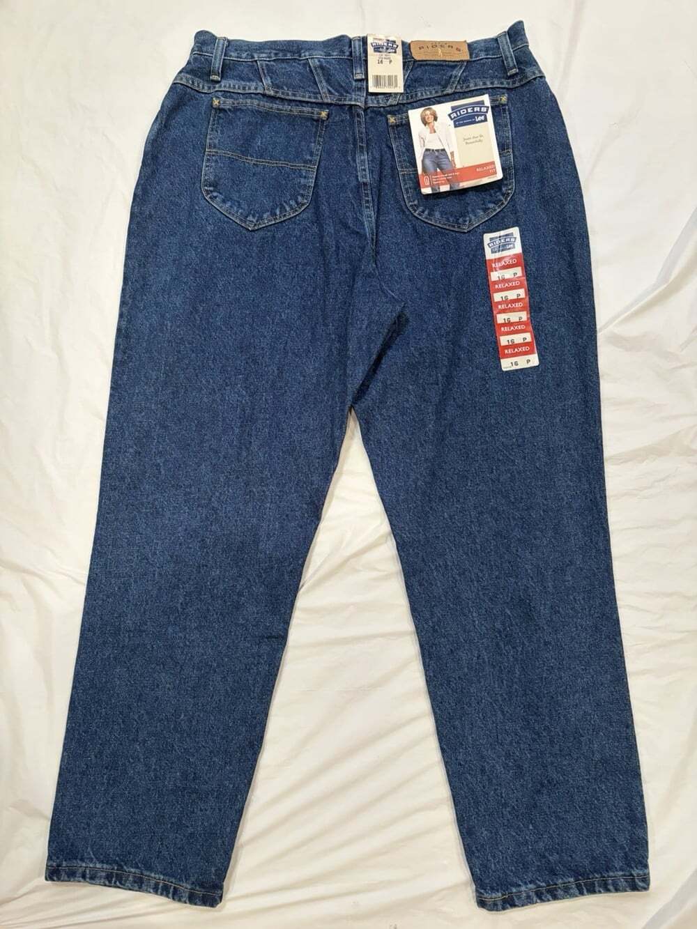 Lee Riders Jeans Women's 16P Blue Dark Wash Relaxed Fit Tapered Leg